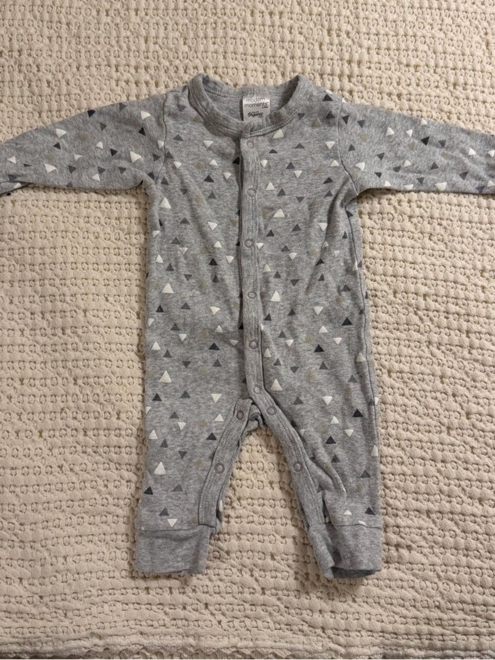 Gray Triangle Print Snap-Front Baby One-Piece Pajama - Carter's